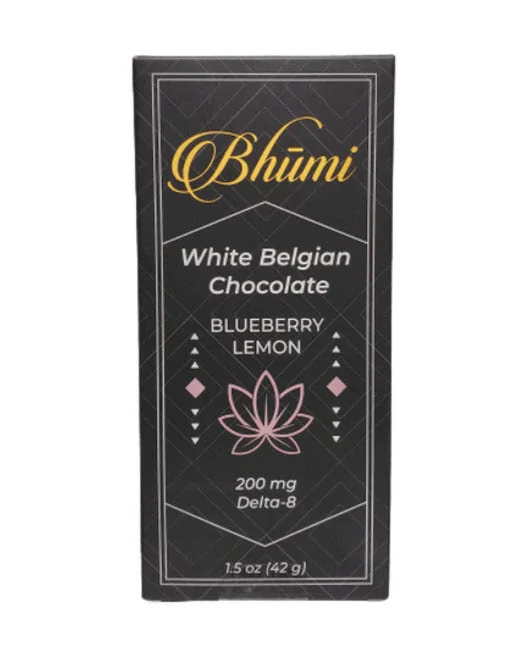 Delta 8 Bhumi Belgian Blueberry Lemon White Chocolate Bar