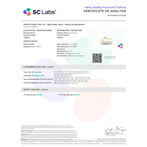 Earthy CBD Isolate Tablet-1000 - 3000mg