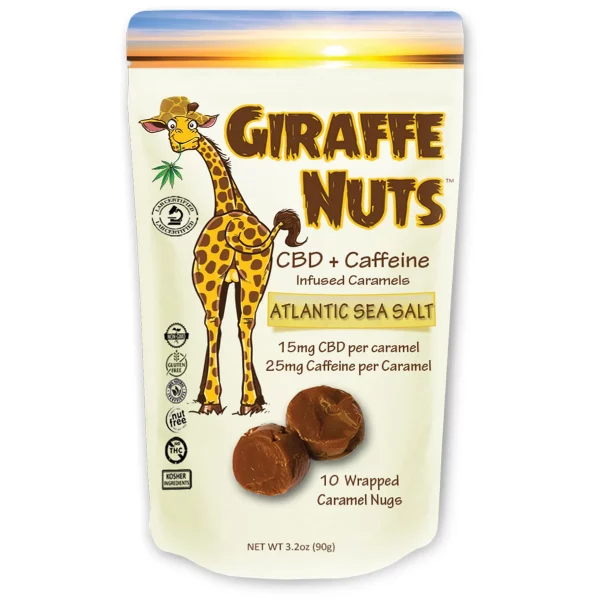 Giraffe Nuts CBD Caramels Atlantic Sea Salt Caffeine