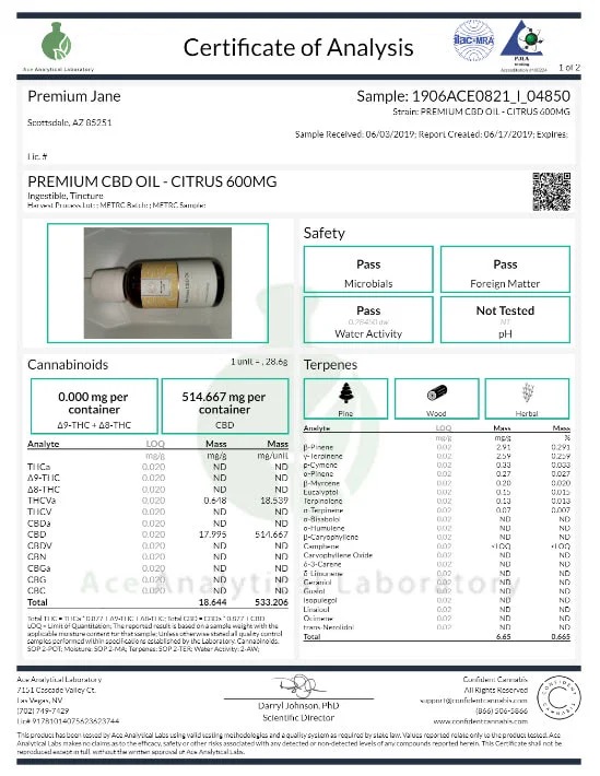 Premium Jane FS CBD Oil - COA7