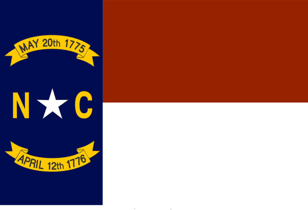 The red, white, blue, and yellow flag of North Carolina