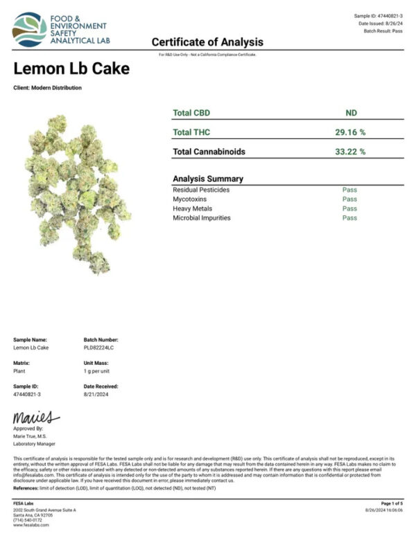 Lemon Pound Cake THCa Flower preroll
