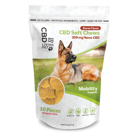 CBD Living Dog Chews Mobility Bacon