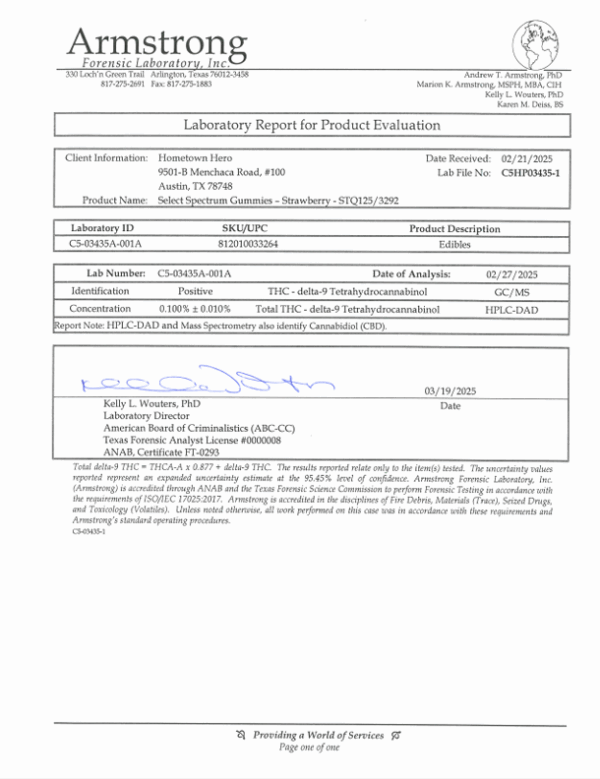 hometown hero strawberry Balance COA