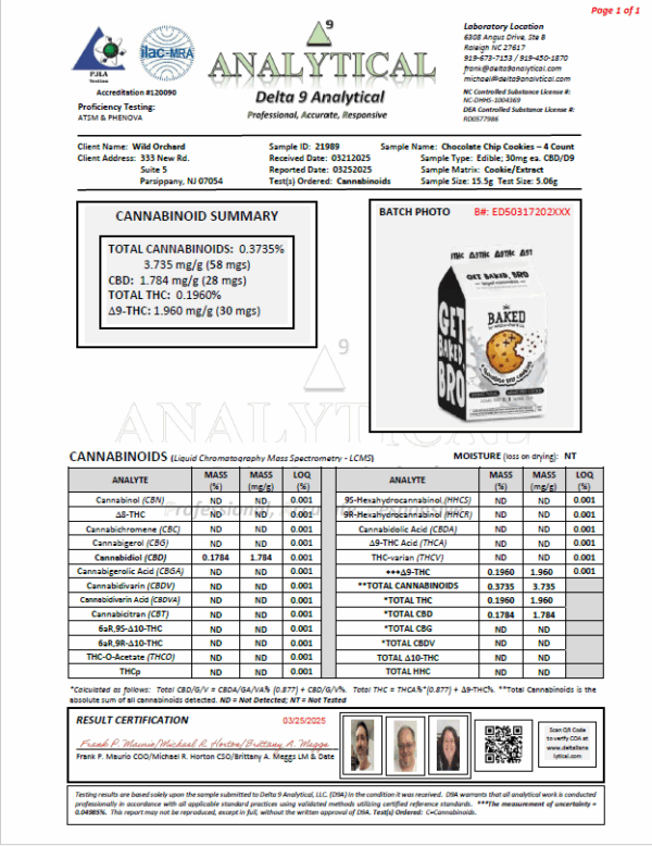 Chocolate Chip Cookies – 4 Count COA