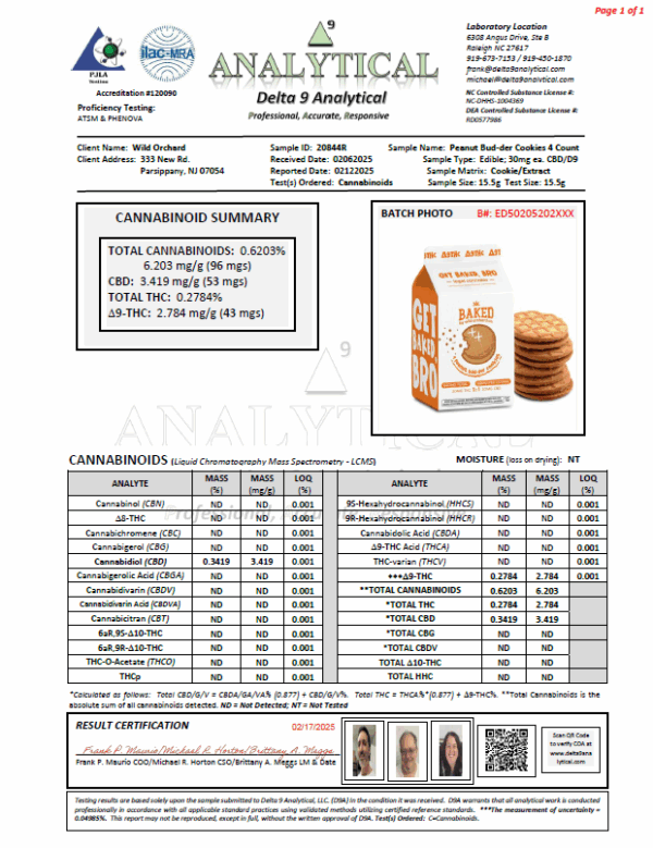 Peanut Bud-der Cookies 4 Count COA