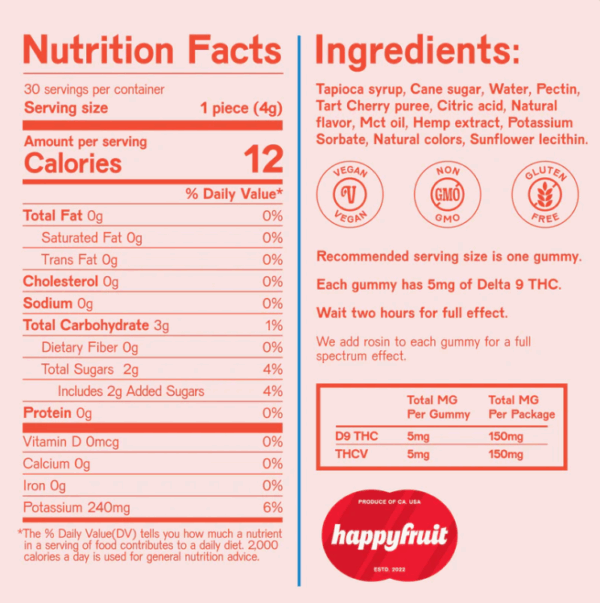 Cherry Lifted Limeade Gummies Nurtrition Facts Ingredients